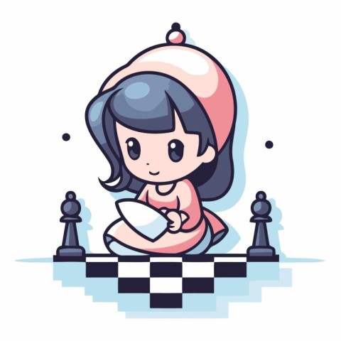 Chess Queen - Cute Cartoon Mascot Character Illustration