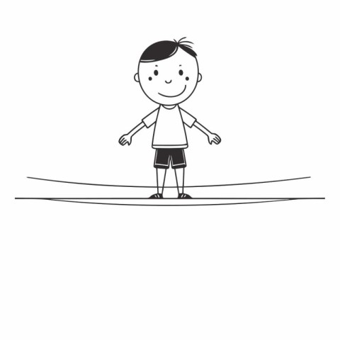 Cartoon stick figure drawing conceptual illustration of happy bo