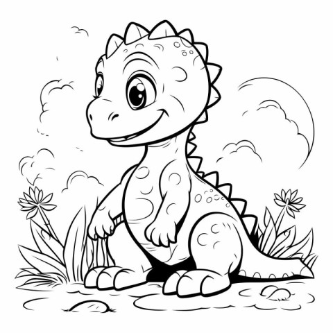 Coloring Page Outline Of a Cute Dinosaur Coloring Book