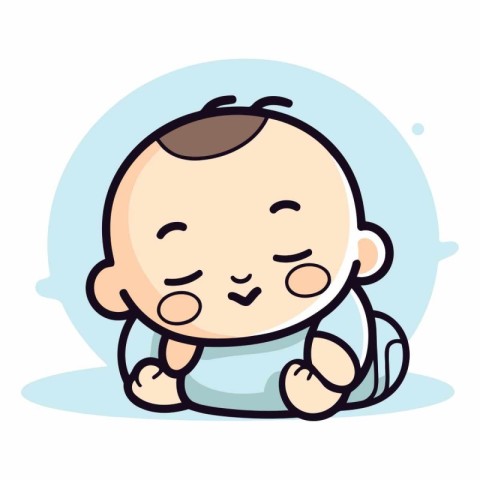 Cute little baby boy cartoon vector illustration. Baby boy chara