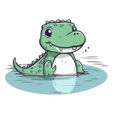 Cute crocodile in water of a cartoon crocodile.