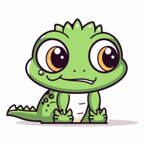 Cute little crocodile cartoon character isolated on white backgr