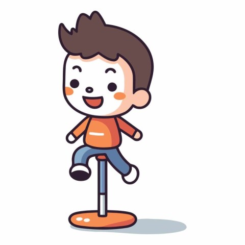 Boy playing soccer cartoon character vector illustration. Colorf