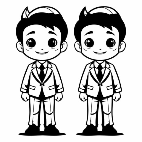 Vector illustration of a boy and a girl in a business suit.