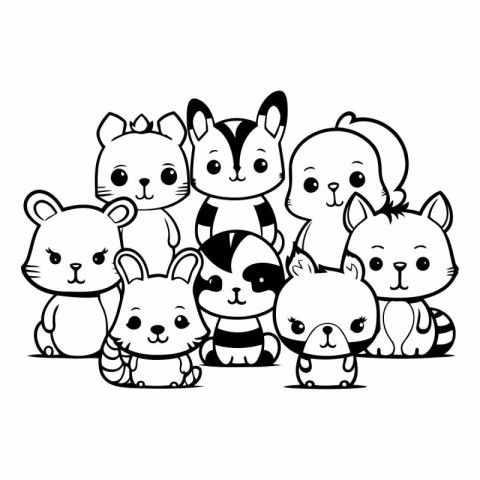 cute animals group icon vector illustration designicon vector il