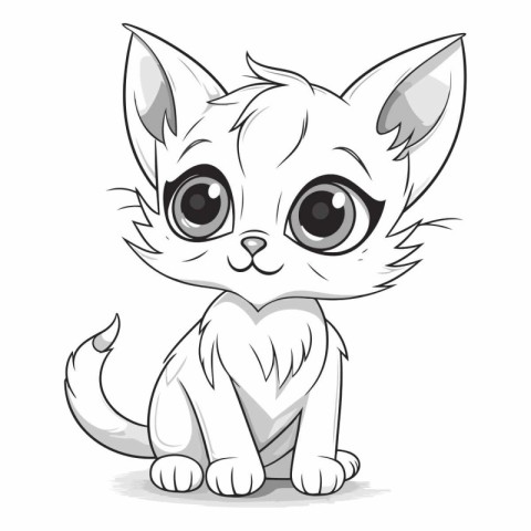 Cute cartoon cat isolated on a white background.