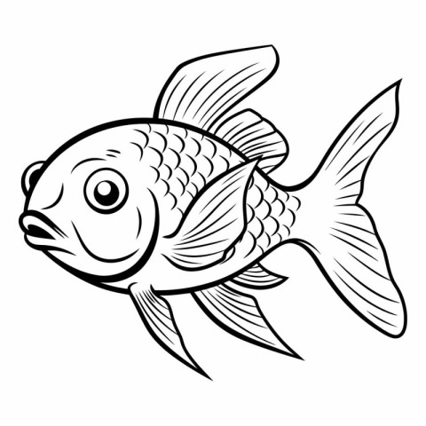 Fish. Black and white vector illustration for coloring book or t