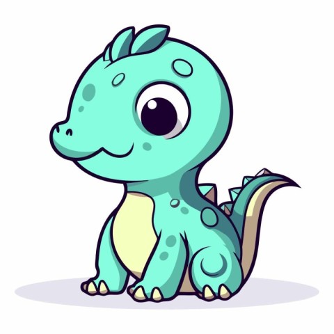 Cute cartoon dinosaur isolated on a white background.