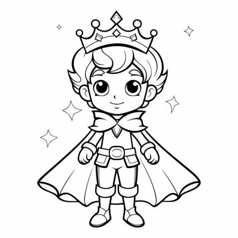 Coloring Page Outline Of Cartoon Fairy King Vector Illustration.