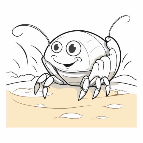 Funny cartoon crab on the beach for your design