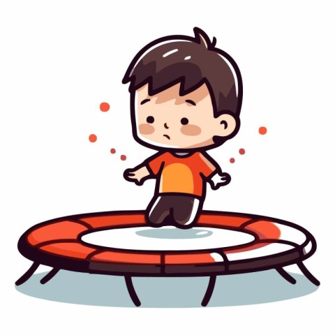 Cute boy jumping on a trampoline.