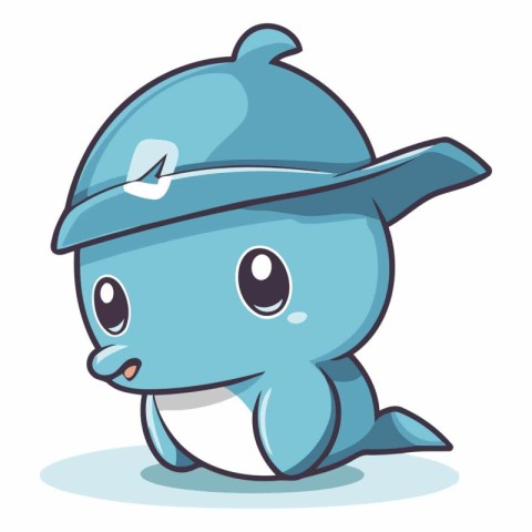 Cute Blue Whale Cartoon Mascot Character