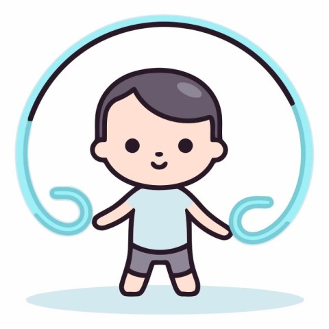 Cute little baby boy cartoon character vector illustration. Flat