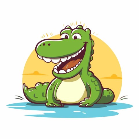 Cute crocodile cartoon vector illustration. Cute cartoon crocodi