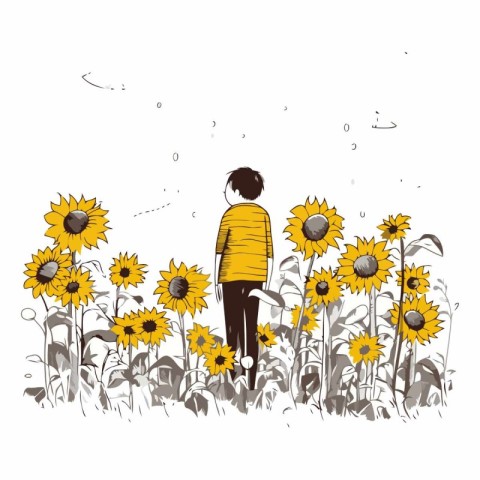 A girl in a field of sunflowers.