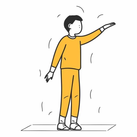 Vector illustration of a man in a yellow sports suit doing exerc