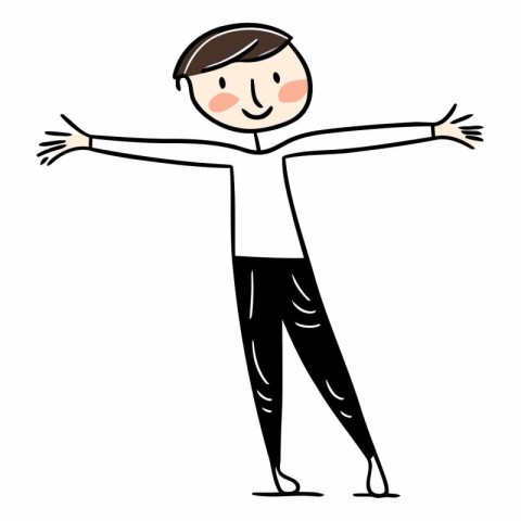 Vector illustration of a happy man standing with arms outstretch