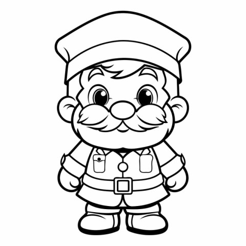 Black and White Cartoon Illustration of Santa Claus Character fo