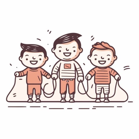 Vector illustration of a group of children. boys. playing in the