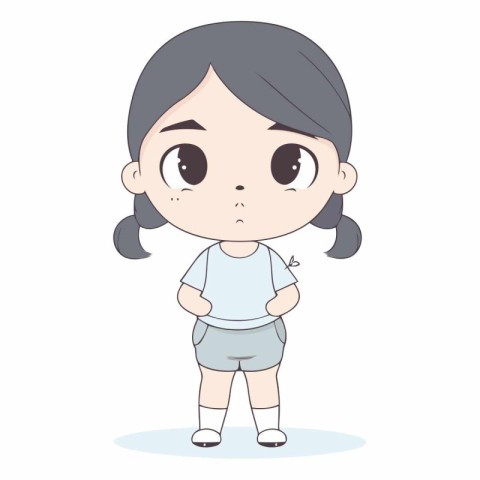 Cute little girl wearing sportswear. Cartoon vector illustration