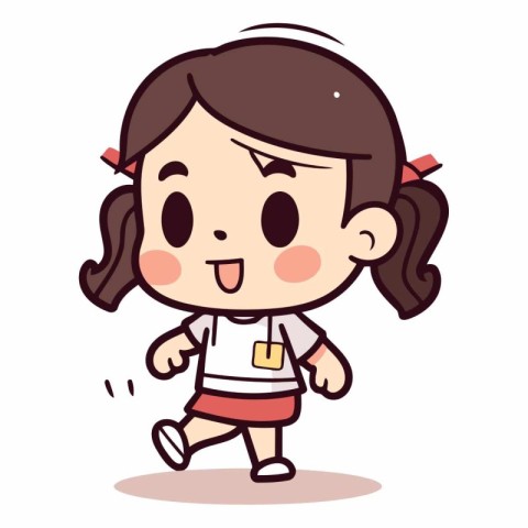 Girl running - Cute Cartoon Girl Vector IllustrationÃ¯Â»Â¿