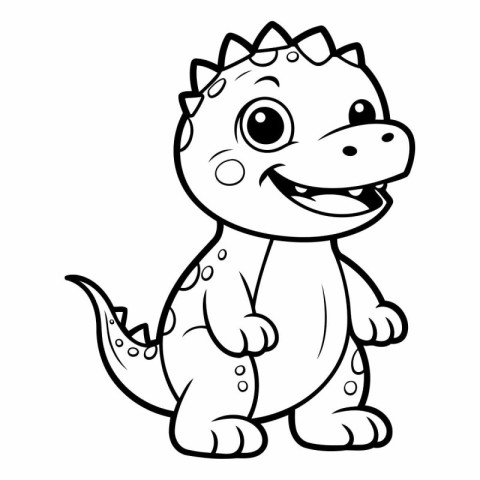 Black and White Cute Dinosaur Cartoon Mascot Character Illustrat