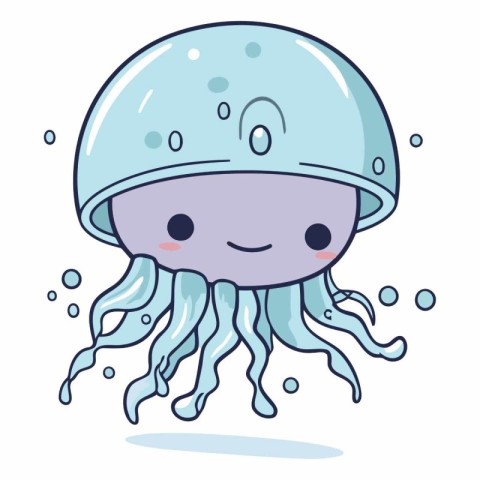 Cute cartoon jellyfish of a sea animal.