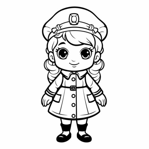 Coloring book for children: Pirate girl. Cartoon vector illustra