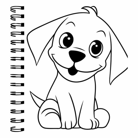 Black and White Cartoon Illustration of a Cute Puppy Coloring Bo