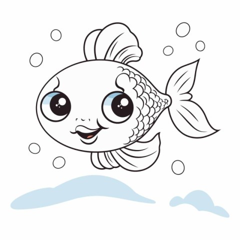 Illustration of a cute cartoon goldfish on a white background.