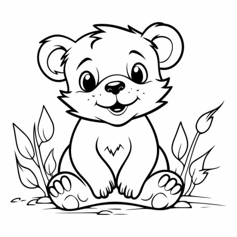 Black and White Cartoon Illustration of Bear Animal Character fo