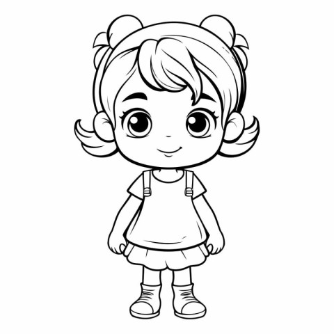 Cute little girl for coloring book or page.