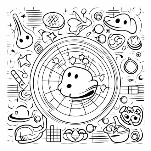 Hand drawn doodle line art music icon set