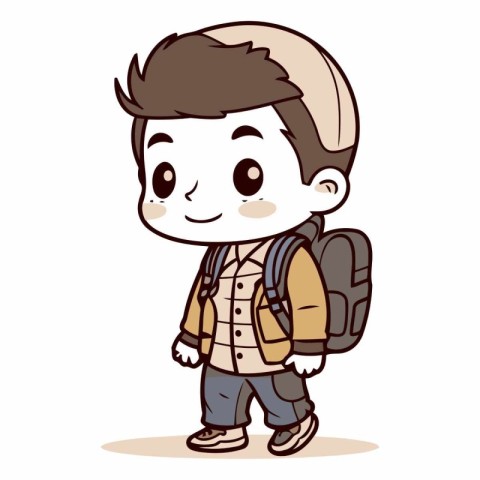 Boy going to school with a backpack. eps