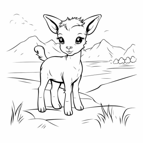 Cute cartoon baby deer for kids coloring book.