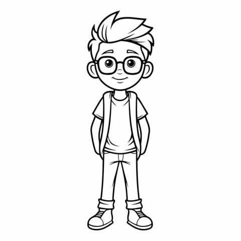 cute little student boy cartoon vector illustration graphic desi