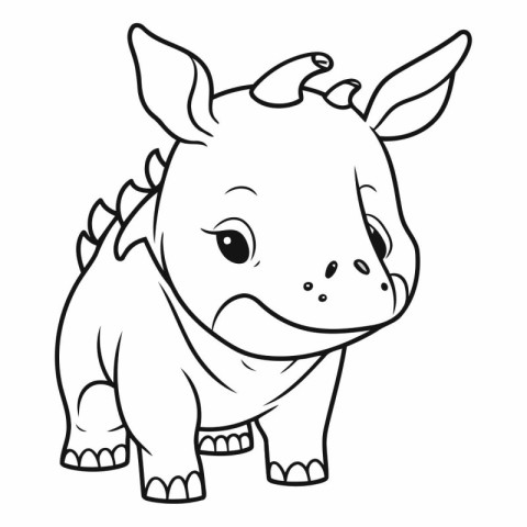 Cute baby rhinoceros - Coloring book for children