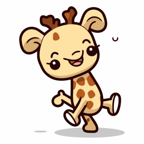 Cute Giraffe Running Cartoon Mascot Character Vector Illustratio