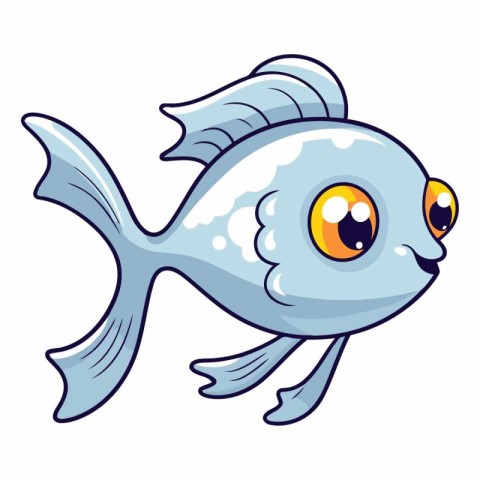 Cute cartoon fish isolated on a white background.