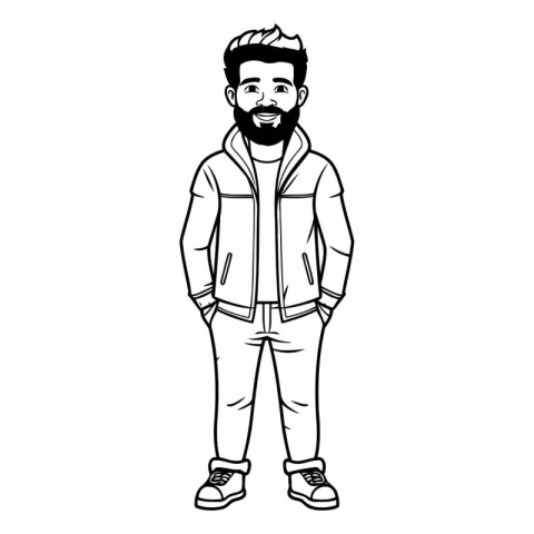 young man with beard avatar character vector illustration design