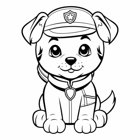 Black and White Cartoon Illustration of Cute Puppy Dog Coloring