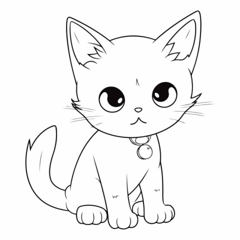 Cute cartoon cat. Coloring book for children.