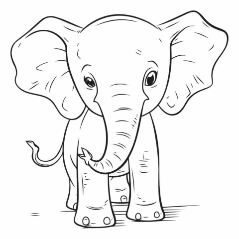 Vector illustration of a cute elephant. Coloring book for childr