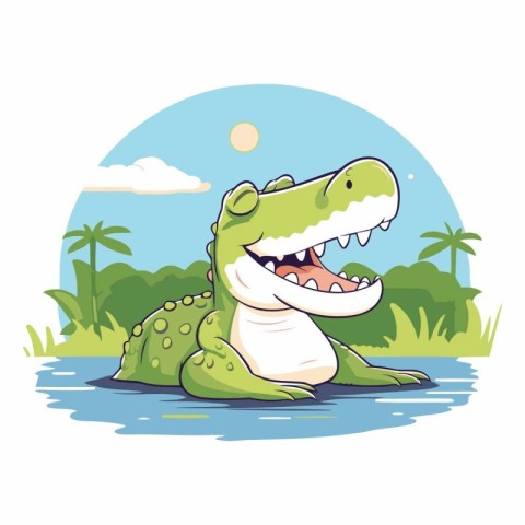 Crocodile cartoon icon. Animal cute and creature theme. Colorful