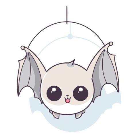 Cute cartoon bat of a cute bat on a white background.