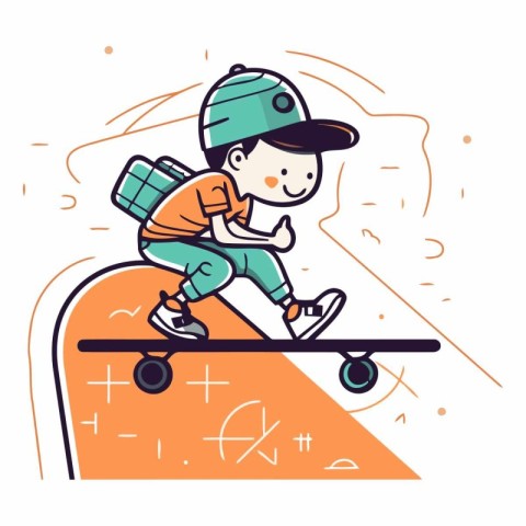 Boy riding skateboard. sketch for your design.