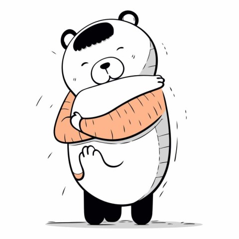 Illustration of a cute polar bear wearing a warm hat and scarf