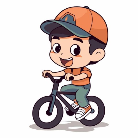 Cute boy riding a bike. eps10