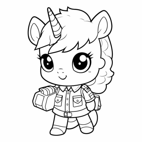 Coloring book of cute unicorn. Cartoon style.