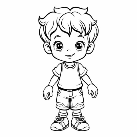 Cute little boy cartoon isolated on white background.